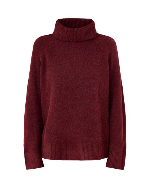Nobody's Child Red Roll Neck Jumper Relaxed Fit Burgundy