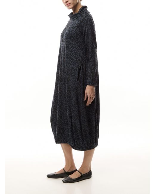 Sahara Black Textured Allover Ikat Jersey Drawstring Dress