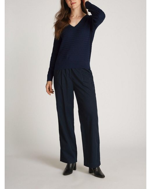 Tommy Hilfiger Blue Cable V-Neck Sweater