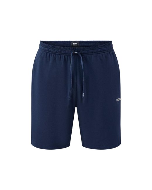 Boss Blue Embroidered Logo Stretch Shorts for men