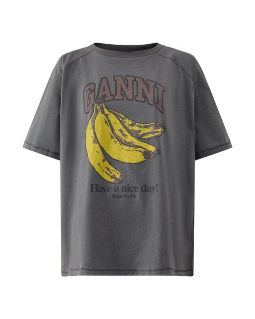Ganni Gray Future Heavy Graphic Jersey Raglan