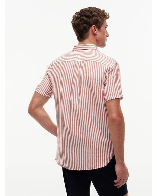 Tommy Hilfiger Pink Regular Blend Bengal Stripe Short Sleeve Shirt for men