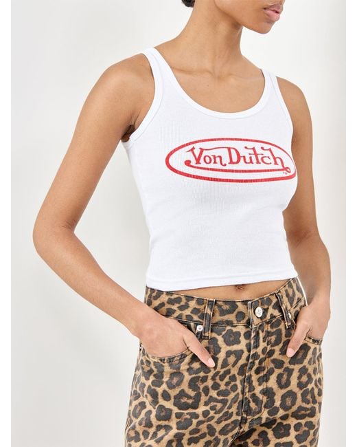 Von Dutch White Contrast Tank