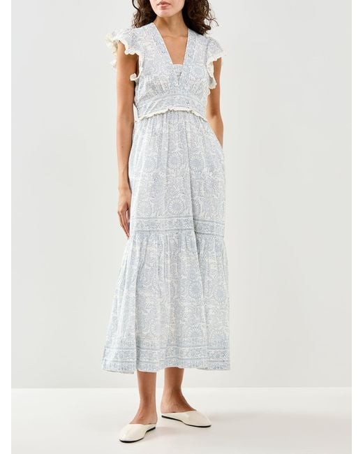 Aspiga White Pippa Block Print Dress Sunflower Ivory