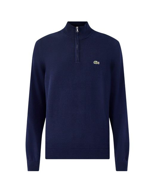 Lacoste Blue Half Zip Knit Jumper for men