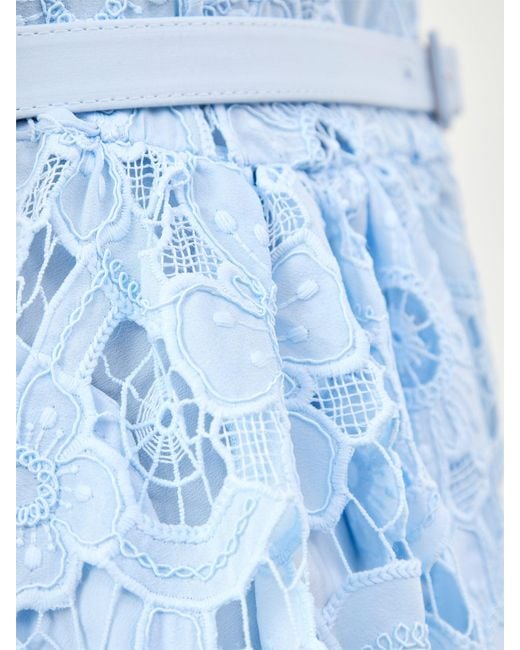 Self-Portrait Blue Lace Collared Midi Shirt Dress