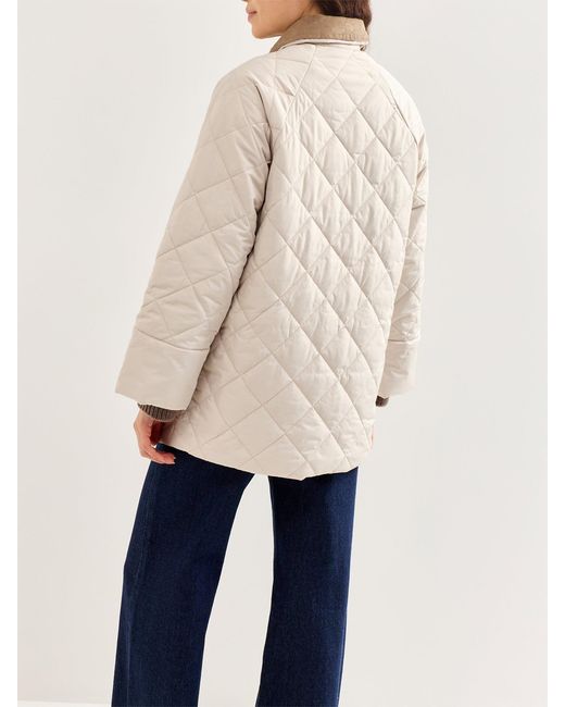 Barbour White Aldburgh Quilted Jacket Cream