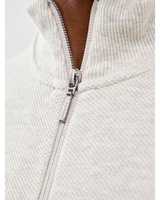 Barbour White Ravensworth Half Zip Sweatshirt Cream for men