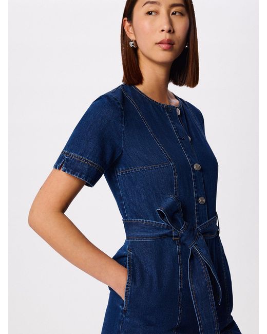 Whistles Blue Button Down Jumpsuit