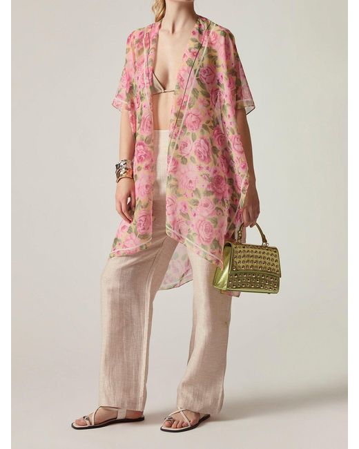 James Lakeland Pink Floral Rose Kaftan