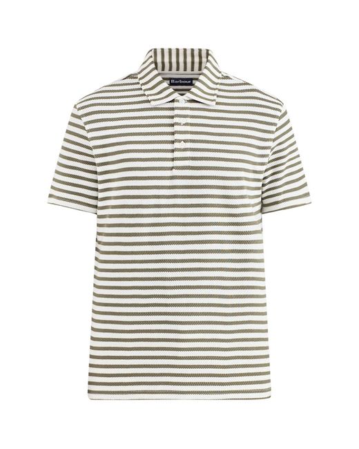 Barbour White Farlam Striped Tailored Polo Shirt Multi for men
