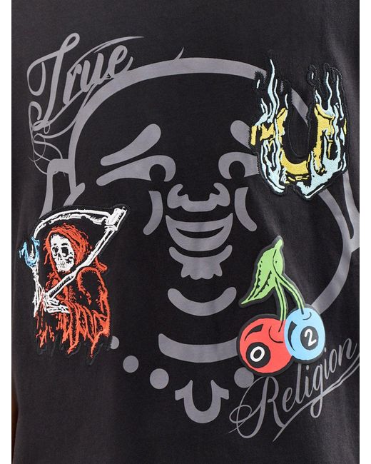 True Religion Black Buddha Face Graphic T-Shirt for men