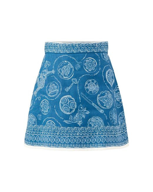 ALÉMAIS Blue Lucky Mini Skirt