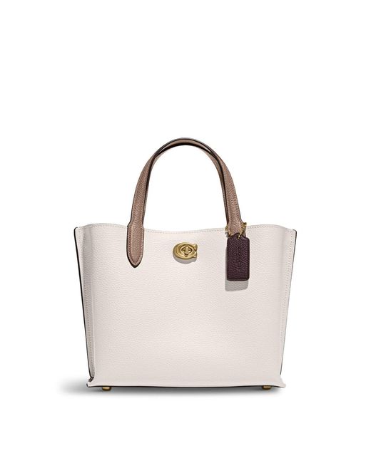 COACH Natural Colorblock Leather Willow Tote 24