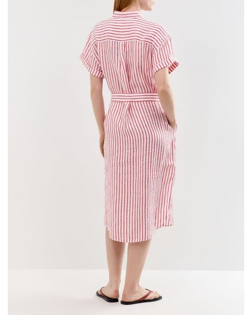Polo Ralph Lauren Pink Midi Stripe Ss Shirt Dress