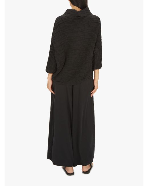 Grizas Black Cowl Neck Crinkle Blouse