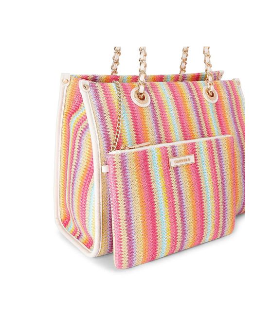 Carvela Kurt Geiger Pink Leila Raffia Tote Bag