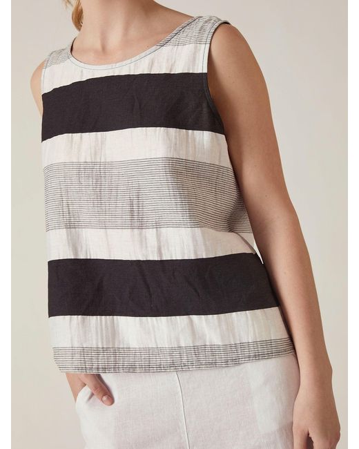 James Lakeland Gray Holiday Striped Blend Top