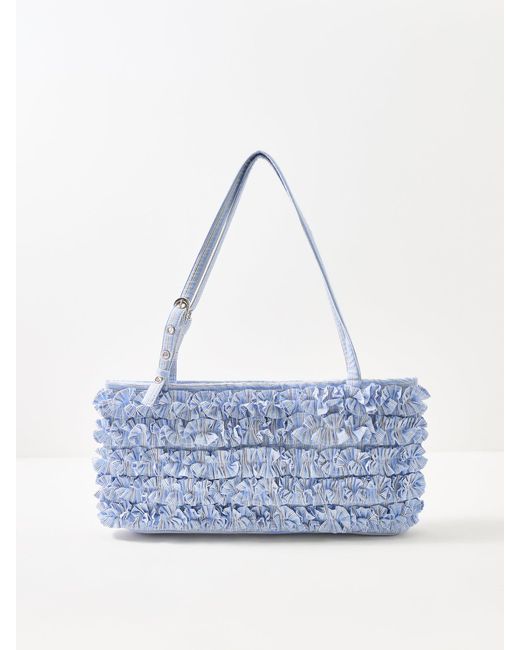 Damson Madder Blue Sophia Ruffle Baguette Bag Stripe