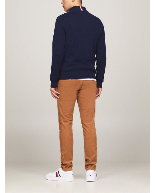 Tommy Hilfiger Blue Pima Cashmere Blend Zip Sweater for men