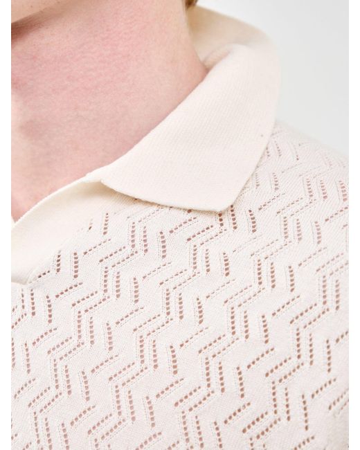 Jack & Jones White Tyler Knit Polo Shirt Cream for men