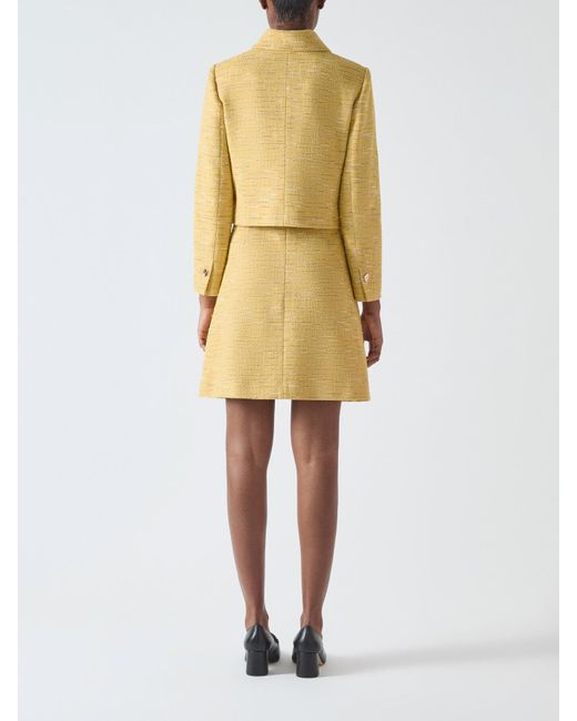 L.K.Bennett Yellow Varley Cotton Blend Tweed Jacket With Pocket Detail
