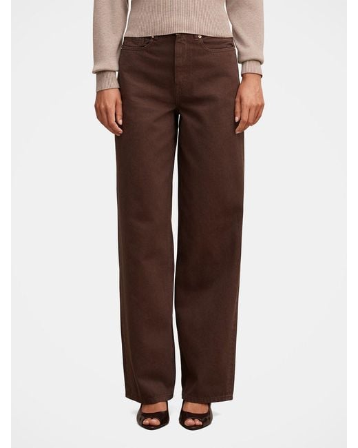 Forever New Brown Gia High Rise Wide Leg Jeans