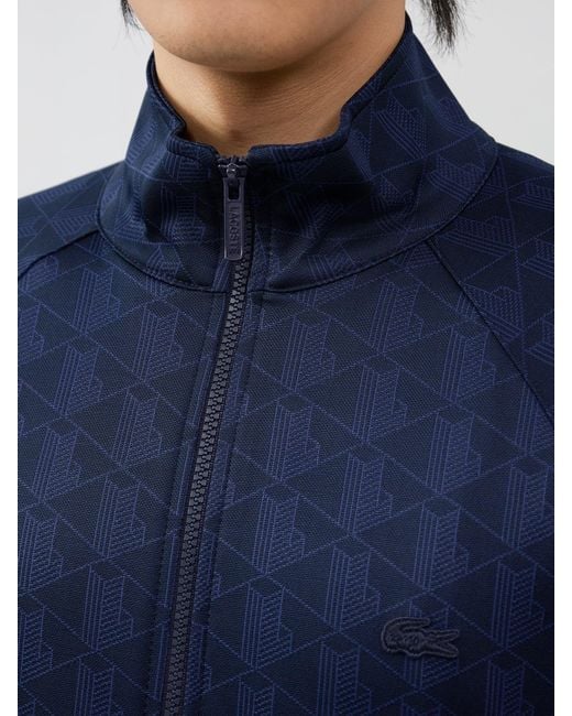 Lacoste Blue Monogram Zip-Up Track Jacket for men