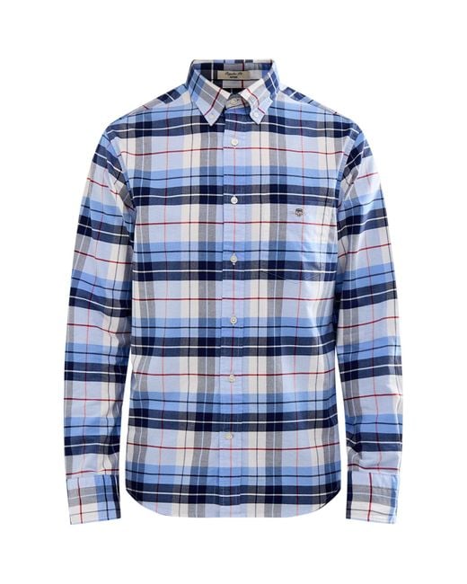 Gant Blue Classic Oxford Check Shirt for men