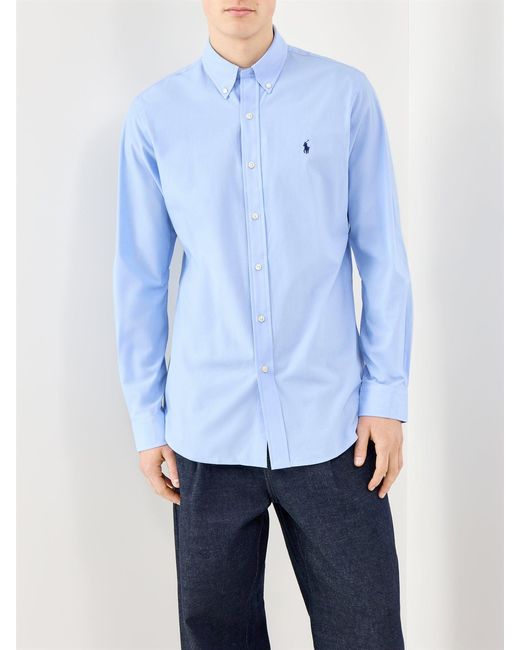 Polo Ralph Lauren Blue Custom Fit Poplin Shirt for men