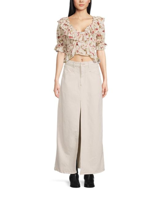 Free People White Women's Come As You Are Denim Maxi Skirt