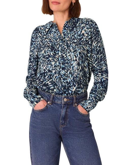 Whistles Blue Women's Leopard Swirl Print Shirt
