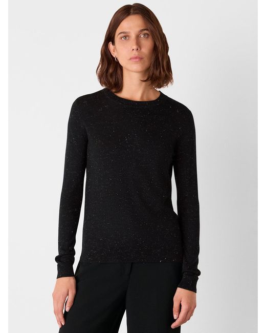 Whistles Black Annie Sparkle Crew Neck Jumper