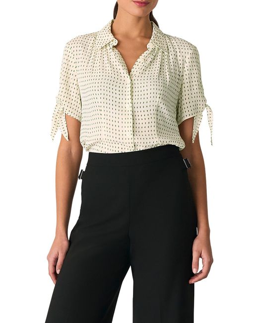 Whistles White Oval Spot Tie Sleeve Shirt