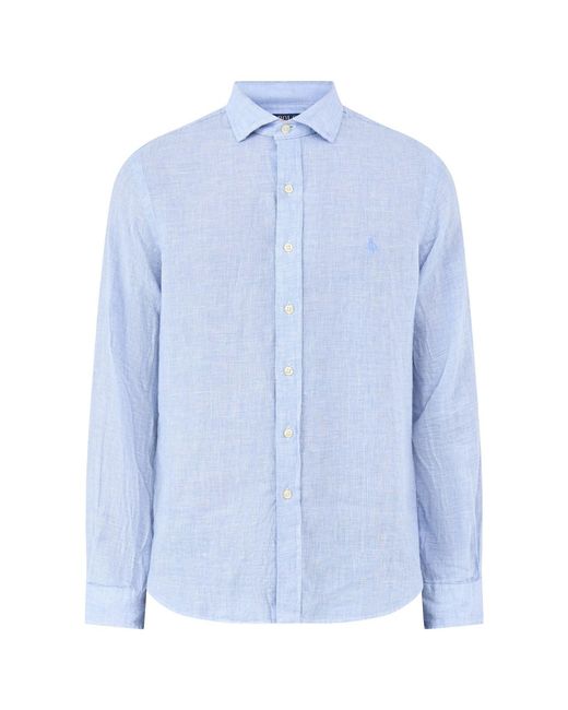 Polo Ralph Lauren Blue Custom Fit Micro Check Shirt for men