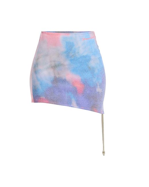 Fiorucci Blue Women's Flower Blur Ruched Skirt