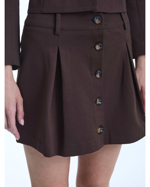 James Lakeland Brown Pin Tuck Button Skirt