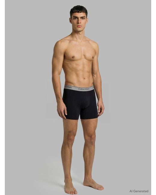 Calvin Klein Black Microfiber Stretch Boxer Briefs Three Pack for men