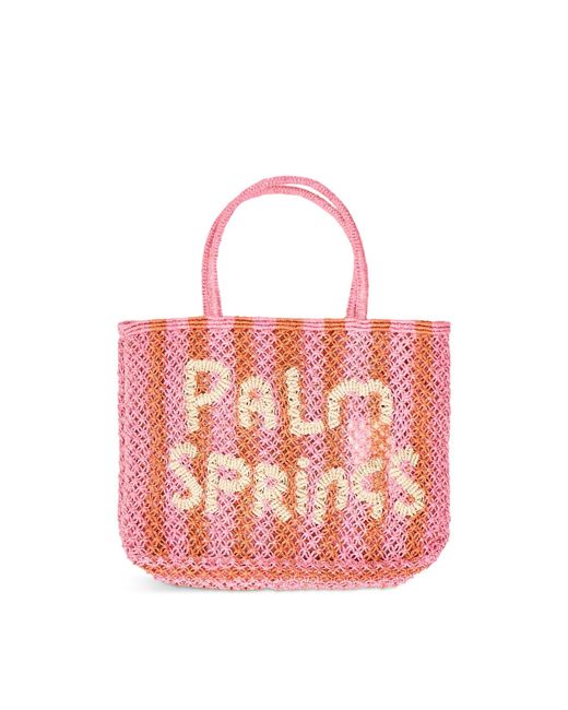 The Jacksons Pink Small Palm Springs Raffia Tote Bag