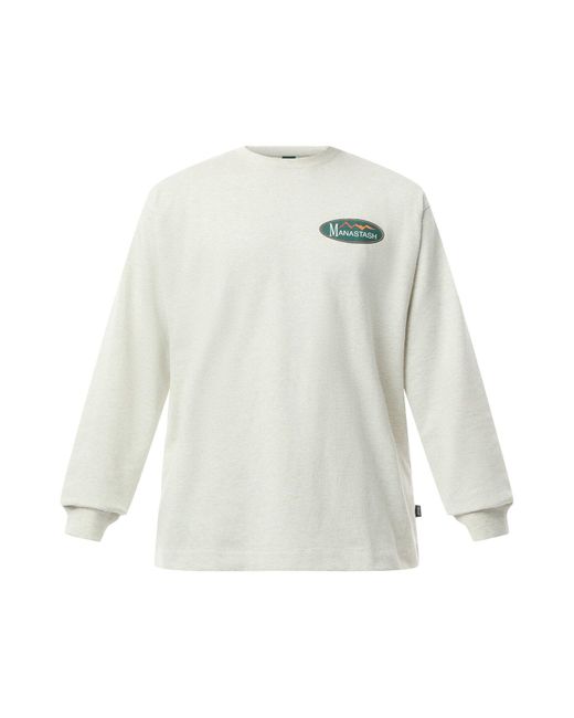 Manastash White Men's Hemp Long Sleeve Tee Original Logo for men