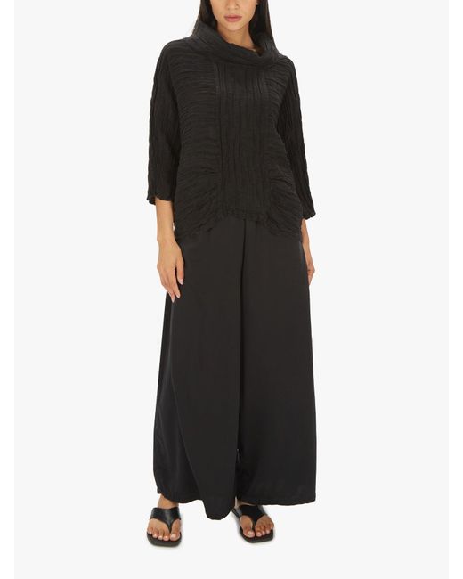 Grizas Black Cowl Neck Crinkle Blouse