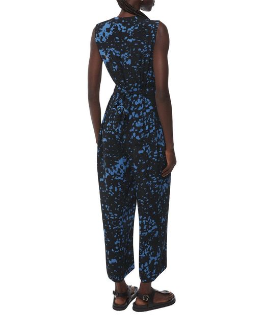 Whistles Blue Smudged Spot Josie Jumpsuit, Viscose
