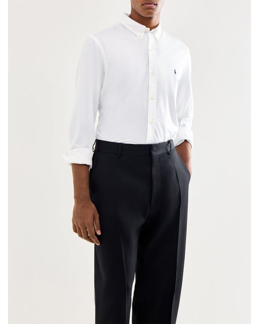 Polo Ralph Lauren White Slim Fit Stretch Poplin Shirt for men