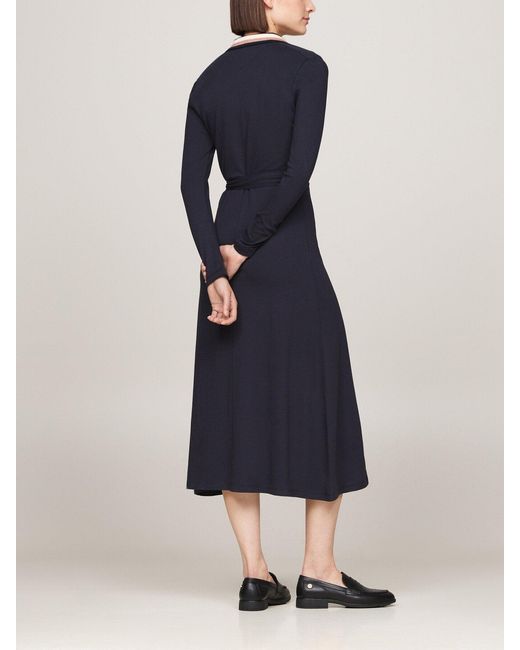 Tommy Hilfiger Blue Belted Maxi Slim Polo Dress