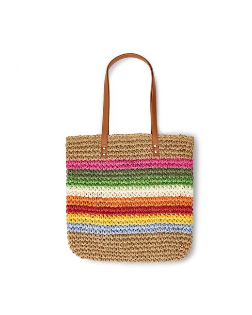 Pieces Multicolor Pckiki Printed Straw Shopper Tote Bag Striped