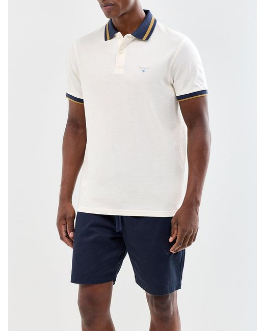 Barbour White Anthorn Textured Tailored Polo Shirt for men