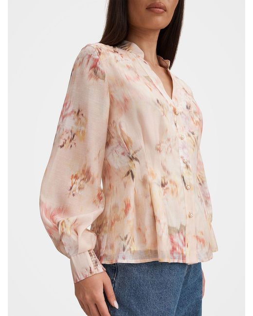 Forever New Pink Indie Tuck Blouse Multi
