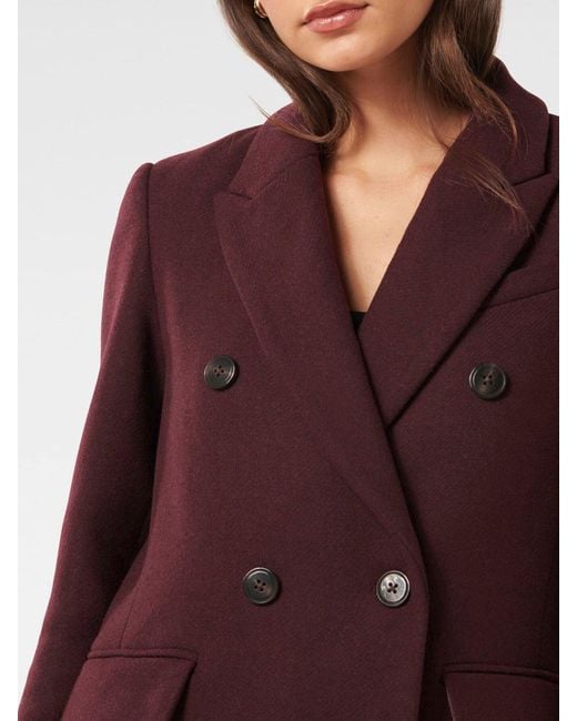 Forever New Purple Women's Chandelle Double Breasted Coat