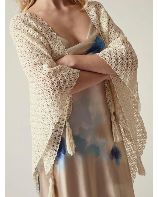 James Lakeland White Textured Lattice Kaftan