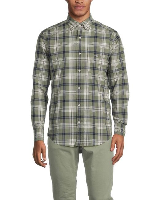 Gant Gray Men's Regular Fit Checked Poplin Shirt for men